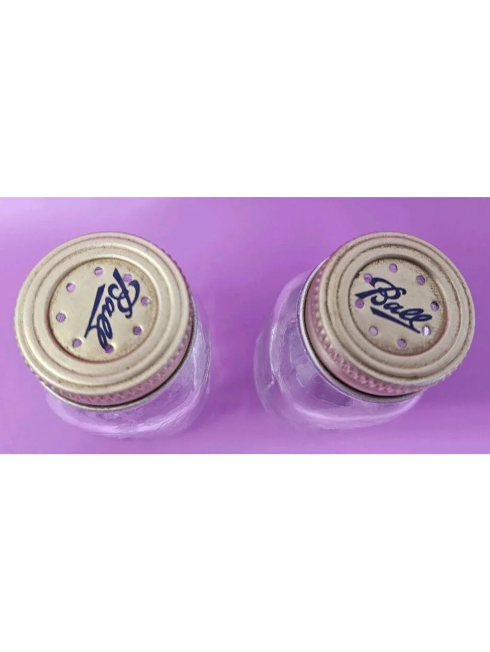 Vintage Ball Perfect Mason Jar Salt and Pepper Shakers Glass Set Made In USA